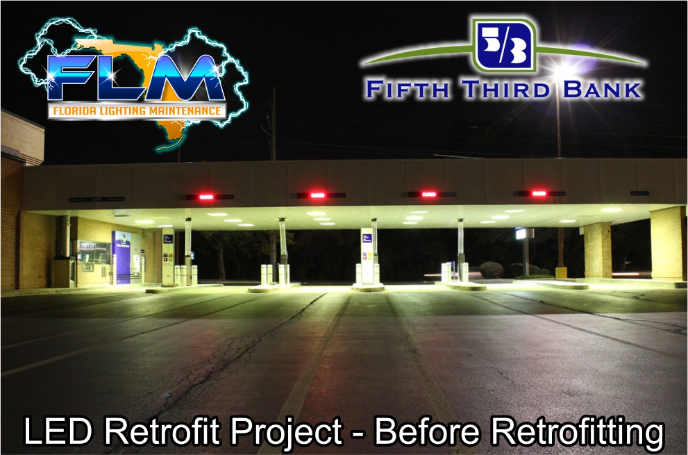 LED Lighting Retrofit and Electrical Services for FifthThird Bank before photo 2